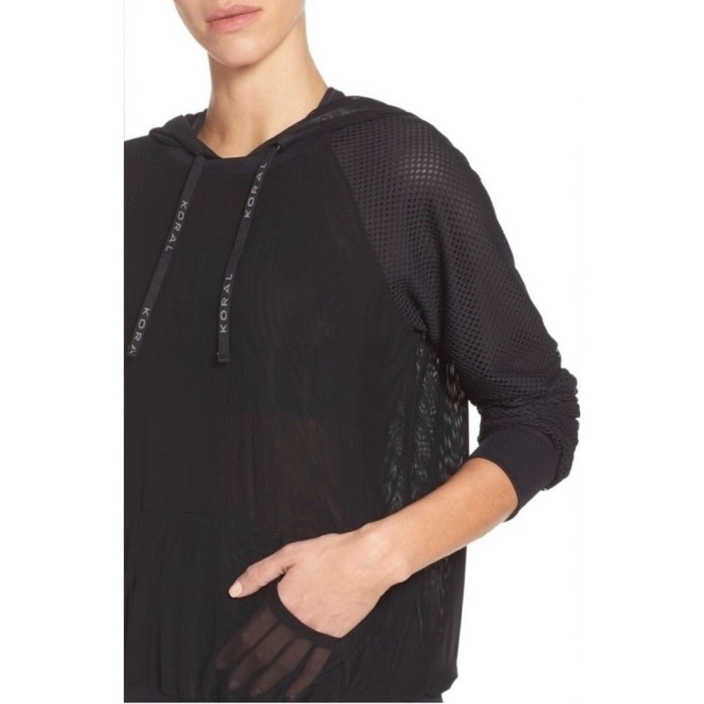 Koral Chi Black Mesh-Sleeve Pullover Hoodie - Picture 3 of 6